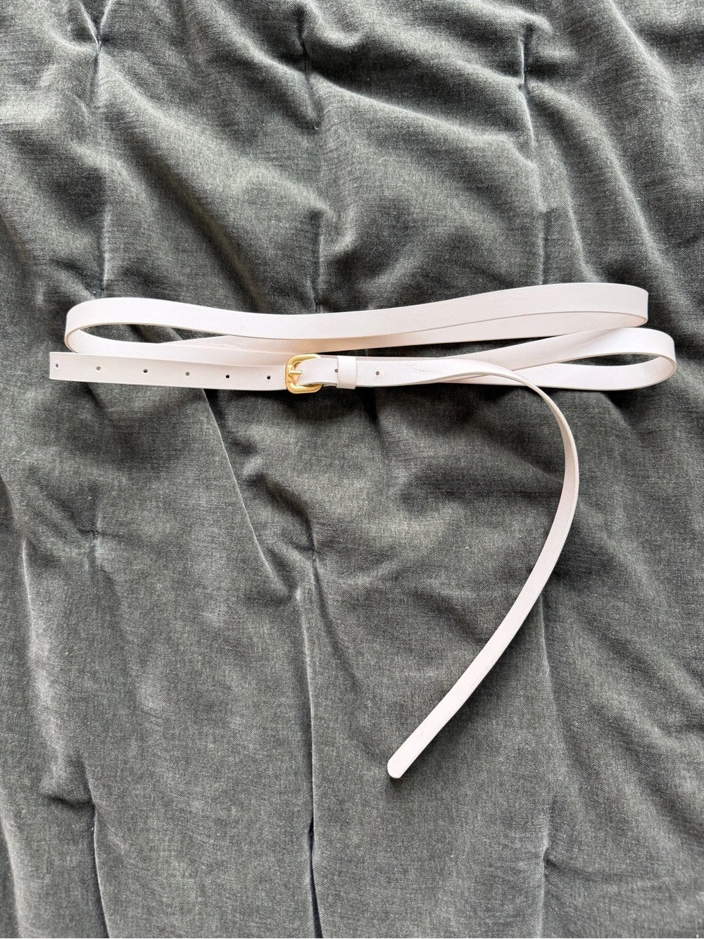 RAEY slim extra long double wrap cream off white belt with gold buckle